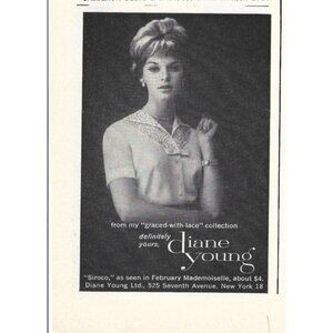 Diane Young Women Fashion NYC Siroco 1950s Vintage Print Ad 9 inch Tall